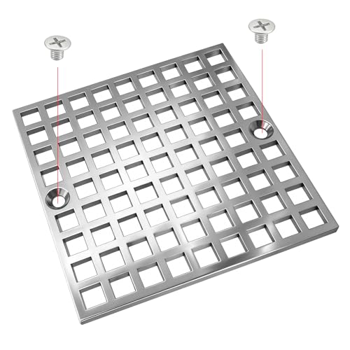 4" Matte Silver Shower Drain Cover, 304 Stainless Steel Square Floor Drain Cover Replacement, Drain Strainer and Hair Catcher for Showers, Bathrooms, and Sinks - color: Sliver