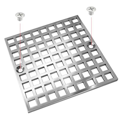 4" Matte Silver Shower Drain Cover, 304 Stainless Steel Square Floor Drain Cover Replacement, Drain Strainer and Hair Catcher for Showers, Bathrooms, and Sinks - color: Sliver