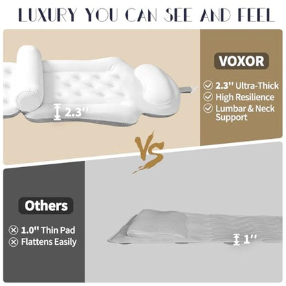 Full Body Bath Pillow for Tub, Thick Bathtub Cushion Mat with Neck, Back & Lumbar Support - Luxury Spa Bathroom Accessories, White 56“ - size: 56“