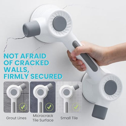 TAILI Shower Grab Bars,Shower Handles,Super Strong Adhesive,350lbs,Grey | Fits Microcrack Tile,Safety for Bathtubs,Toilet,Elderly&Seniors,Bathroom Grip Rails,No Drilling Removable Waterproof,12.8" - style: 1 Pack-Adhesive