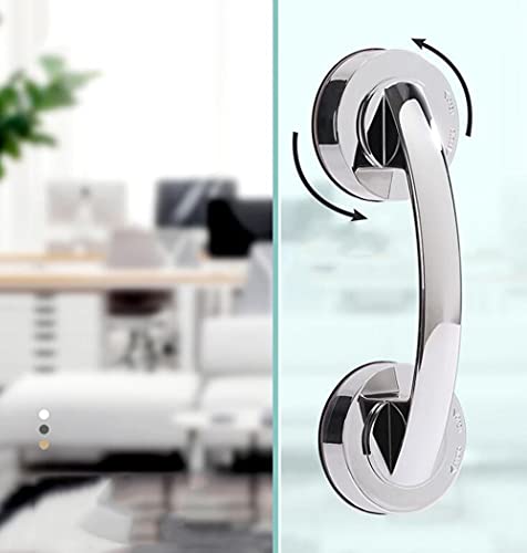 WANLIAN Powerful Suction Cup Glass Mirror Door Handle, Refrigerator Drawer Bathroom Suction Cup wall handrail, Bathtub Shower Handle Kitchen Drawer Cabinet Handle (Silver) | Can be used for glass sliding doors, refrigerator doors, kitchen drawers, cabinet