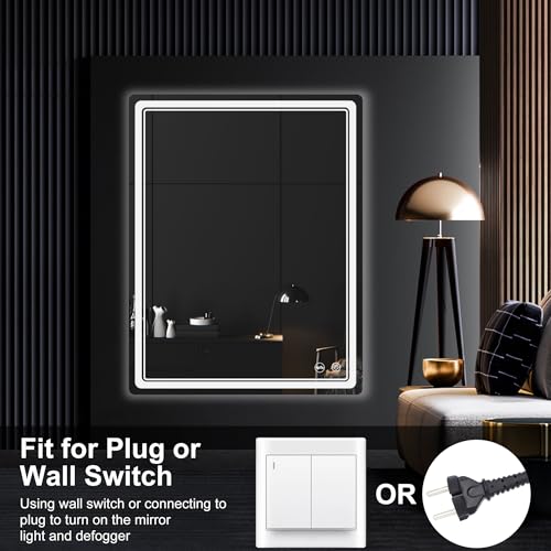 LED Bathroom Mirror with Lights, Anti-Fog, Dimmable, Lighted Bathroom Vanity Mirror for Wall, UL-Certified (36 x 28) - size: 28"L x 36"W