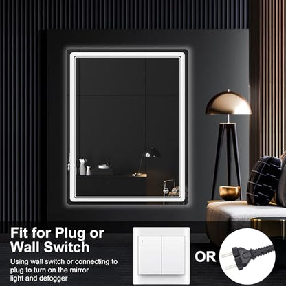 LED Bathroom Mirror with Lights, Anti-Fog, Dimmable, Lighted Bathroom Vanity Mirror for Wall, UL-Certified (36 x 28) - size: 28"L x 36"W