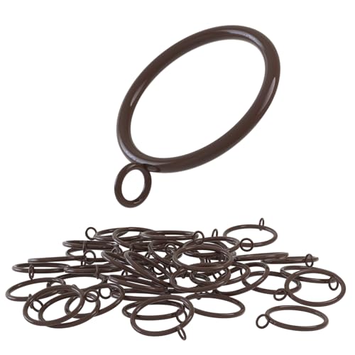 42 PCS Curtain Rings, 1.5 Inch Cocoa Tone Metal Curtain Drape Sliding Eyelet Rings-Hanging Rings for Curtains and Rods, Fits Up to 1 1/4-Inch Rod(Clips Not Included) - color: Brown