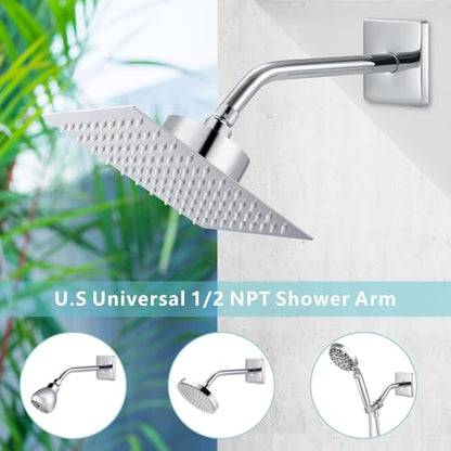 Shower Arm with 3.5" Flange, 10 Inch Wall Mount Replacement Shower Head Arm For Fixed Shower Heads and Handheld Showerhead, Chrome - color: Chrome, style: 10 Inch