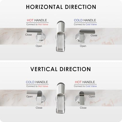 Chrome Modern Bathroom Faucet Waterfall 4-8 Inch 3 Hole Bathroom Sink Faucet Widespread with Pop-up Drain and cUPC Supply Line, 2 Handle for Vanity, Lavatory, Restroom, Apartment, Brass Material - color: Chrome - Fashion