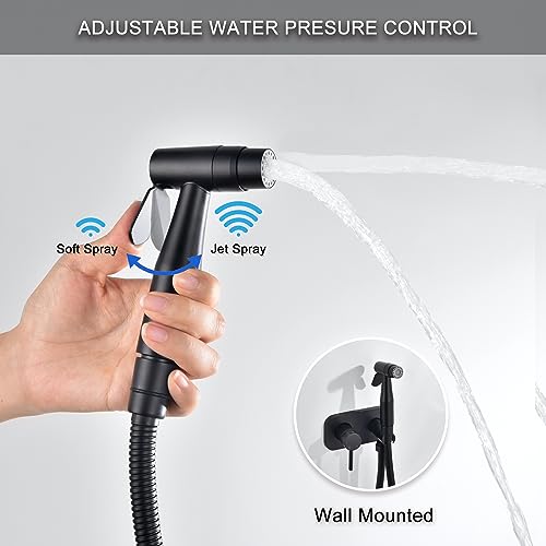 Matte Black Bidet Sprayer for Toilet, Hot and Cold | Warm Water, Hot and Cold Mixing Valve, Handheld, Bidet Attachment