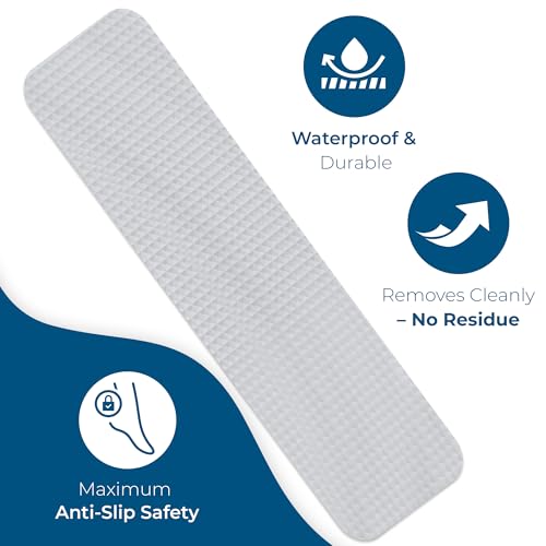 Homergy Anti-Slip Shower Stickers, Non-Slip Bathtub Adhesive Strips, 24 Pcs | Suitable for Homes with Kids, Adults & Seniors | Strong, Clear Appliques Help Reduce Slipping - size: Rectangle