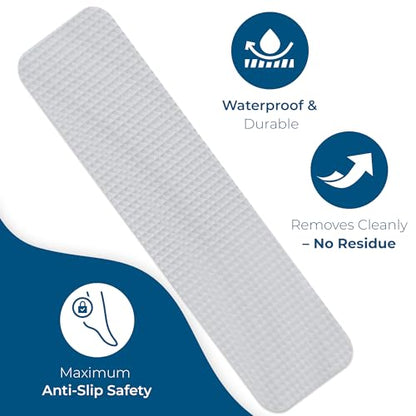Homergy Anti-Slip Shower Stickers, Non-Slip Bathtub Adhesive Strips, 24 Pcs | Suitable for Homes with Kids, Adults & Seniors | Strong, Clear Appliques Help Reduce Slipping - size: Rectangle