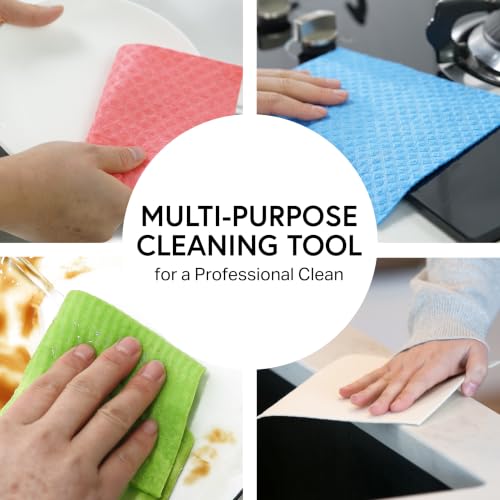 Swedish Wholesale Dishcloths Reusable 8" x 7" Sponge Cloths, Bulk 10 Pack of High Absorbent Cellulose Dish & Kitchen Cleaning Hand Towels, Wring to Dry & Machine Wash, Odor Resistant, Lime - color: Lime Green