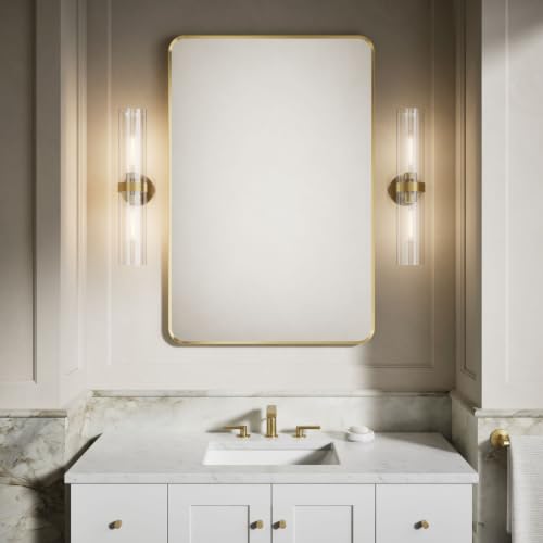 Kohler Essential 30 in. W x 45 in. H Rectangular Framed Wall Mount Bathroom Vanity Mirror in Moderne Brushed Gold - color: Modern Brushed Gold, size: 45"L x 30"W, style: Rectangle