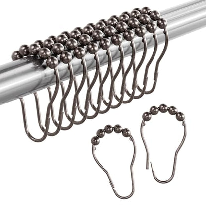 Bronze Shower Curtain Hooks, 12PCS Rust-Resistant Metal Shower Hooks Ring Shower Rings for Curtain, Rolling Shower Curtain Rings for Bathroom Shower Rod Shower Curtain Hangers - color: Bronze