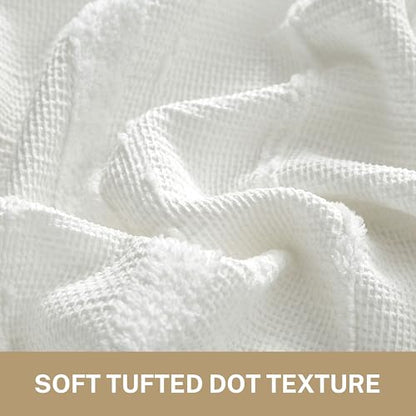 Farmhouse White Shower Curtain Boho, 72 x 72 Cotton Blend Tufted Weave Waffle Stripe Textured Heavy Duty, Fabric Shower Curtain for Bathroom, Hotel - color: White B, size: 72"W x 72"L (Pack of 1)