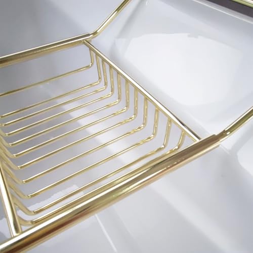 Stainless Steel Expandable Shower Bathtub Tray Over Tub Bath Caddy Expandable Bath Caddy for The Elegant Tub Chrome Polished (Gold) - color: Gold
