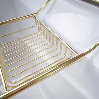 Stainless Steel Expandable Shower Bathtub Tray Over Tub Bath Caddy Expandable Bath Caddy for The Elegant Tub Chrome Polished (Gold) - color: Gold