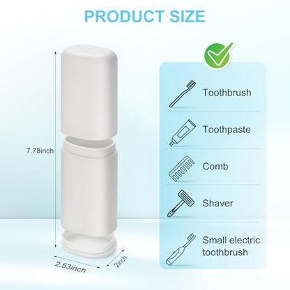Travel Toothbrush and Toothpaste Case,Portable White Tooth Brush Holder,Large Toothbrush Container with Mouthwash Cup,2 in 1 Toothbrush Organizer for Traveling,Camping,School,Home -2PCS - color: White