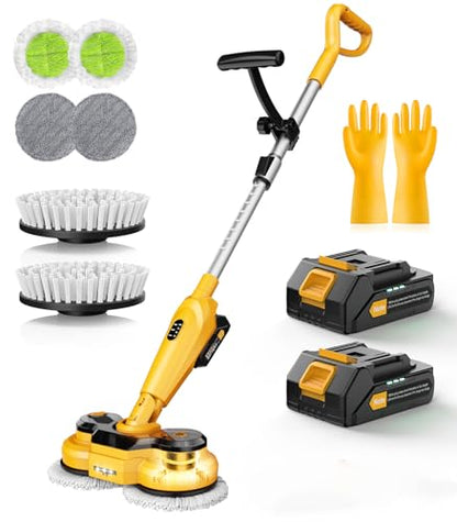 qimedo Cordless Electric Mop M3, 6000mAh, 2-in-1 Power Scrubber & Mops | 800RPM Floor Scrubber Machine, Automatic Spin Mops with Smart Display, Rotating Mop with LED Light & Water Spray