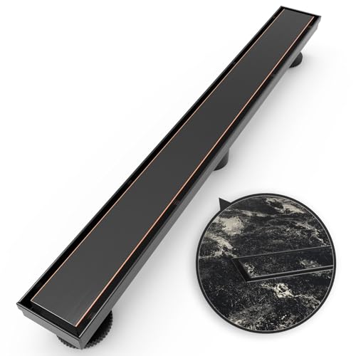 WEBANG 24 Inch Linear Shower Drain Rectangular Floor Drain with Accessories Reversible 2-in-1 Cover Tile Insert Grate Removable SUS304 Stainless Steel CUPC Certified Oil Rubbed Bronze - color: Oil Rubbed Bronze, size: 24 Inch