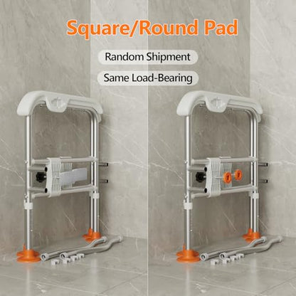SPECILITE Toilet Safety Rails for Seniors (665lbs) with Emergency Alert | Heavy Duty Adjustable Frame with LED Light & Call Bell, Stable Stand-Up Support Fits Most Toilets for Disabled & Pregnant - size: Toilet Rails - Bell