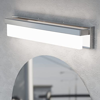 LED Bathroom Vanity Light Fixture Over Mirror 24.4 inch Modern Rectangle Finishing Bath Vanity Lighting Bar 4000K Daylight Wall Sconce (Chrome) - color: Chrome, size: 24 inch