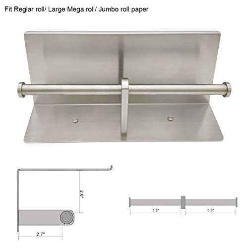Large Double Toilet Paper Holder with Shelf, GZILA Dual Toilet Paper Rolls Holder Wall Mounted, Bathroom Mobile Phone Storage Rack, Tissue TP Dispenser, SUS304 Stainless Steel Brushed Nickel - color: Brushed Nickel