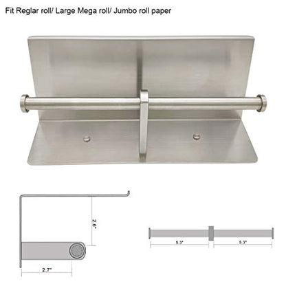 Large Double Toilet Paper Holder with Shelf, GZILA Dual Toilet Paper Rolls Holder Wall Mounted, Bathroom Mobile Phone Storage Rack, Tissue TP Dispenser, SUS304 Stainless Steel Brushed Nickel - color: Brushed Nickel