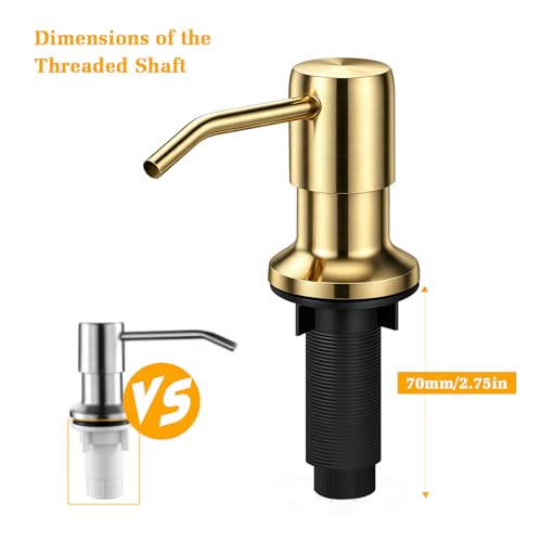 Soap Dispenser for Kitchen Sink, Built in Sink Soap Dispenser Lotion Dispenser with 17 OZ Bottle, Refill from The Top Bar Sink Soap Dispenser, Gold - color: Golden