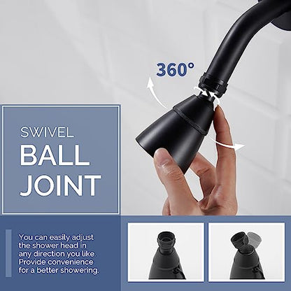 Angle Simple High Flow Shower Spray Head Adjustable, G 1/2, Matte Black | Brass, Swivel High Pressure Shower Head, Adjustable Angle and Water Flow, No Flow Restrictor, Easy to Wash Clean - color: Matte Black