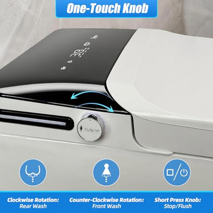 EasyVibe One-Piece Smart Bidet Toilet with Bidet Built In, Elongated Tankless Toilet, Auto Open Lid, Foot Sensor & Dual Auto Flush, Foam Shield, Heated Seat, Warm Air Dryer & 1000g MaP Flush