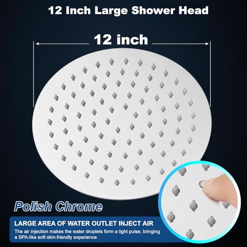 Midanya Round Rain Shower Head,High Pressure,Polish Chrome 12 Inch | 360°Swivel,Ceiling or Wall Mount,Waterfall Full Body Coverage,Bathroom Remodel,Stainless Steel Large Rainfall Shower Head - color: Chrome, size: 12 Inch