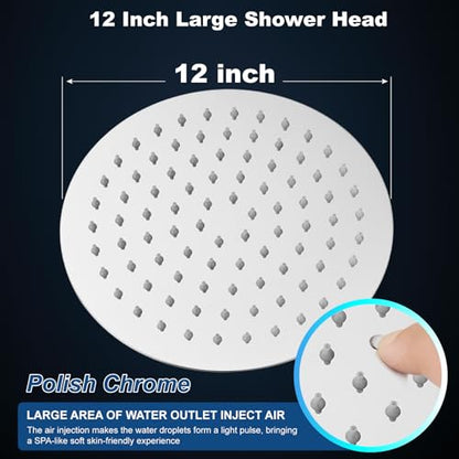 Midanya Round Rain Shower Head,High Pressure,Polish Chrome 12 Inch | 360°Swivel,Ceiling or Wall Mount,Waterfall Full Body Coverage,Bathroom Remodel,Stainless Steel Large Rainfall Shower Head - color: Chrome, size: 12 Inch