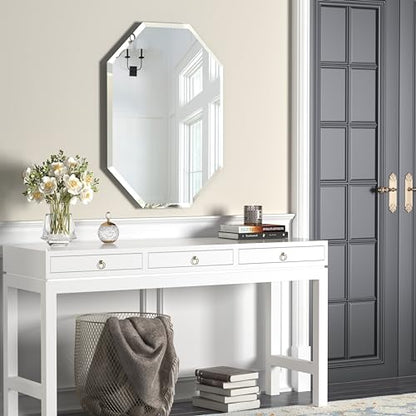 Exquisite Bathroom Mirror,Frameless Vanity Mirror-20”X28” Rirregular Mirror Beveled Edge Silver Wall Mirror for Bathroom, Vanity, Bedroom,Living Room and Enterway
