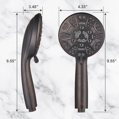 Cobbe 8-Setting Handheld Shower Head, Water-Saving Design, ORB | Trickle Pause Mode, 5ft Stainless Steel Hose, Brass Swivel Bracket, Tool-Free Installation - color: Oil Rubbed Bronze