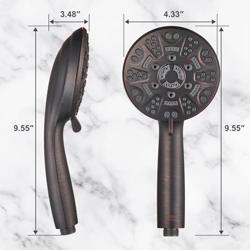 Cobbe 8-Setting Handheld Shower Head, Water-Saving Design, ORB | Trickle Pause Mode, 5ft Stainless Steel Hose, Brass Swivel Bracket, Tool-Free Installation - color: Oil Rubbed Bronze