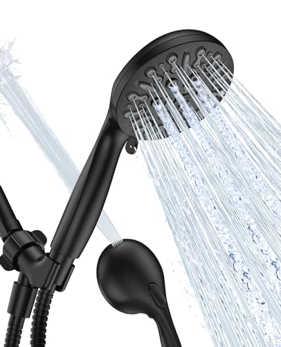 JDO Shower Head with Handheld, High Pressure Handheld Shower Head 9 Settings, Detachable Shower Head Set with Stainless Steel Hose and Shower Bracket (Matte Black) - color: Matte Black