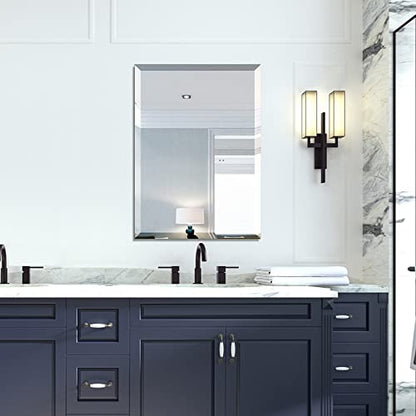 Beveled Mirror 20x28 Frameless Bathroom Wall Mirror Shatterproof | Modern Wall Mount Vanity Mirror, Hangs Horizontally or Vertically, for Over Sink, Living Room, Bedroom, Upgraded Packing - size: 28"L x 20"W