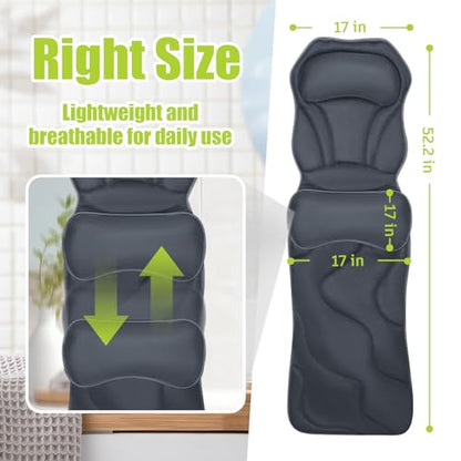 Full Body Bath Pillow for Tub - Extra Long & Thick Tub Pillow | Head, Back & Lumbar Support, 168 Non-Slip Suction Cups, Soft 5D Mesh Spa Cushion, Fits All Tubs-Gift for Soaking(Gray) - color: Grey