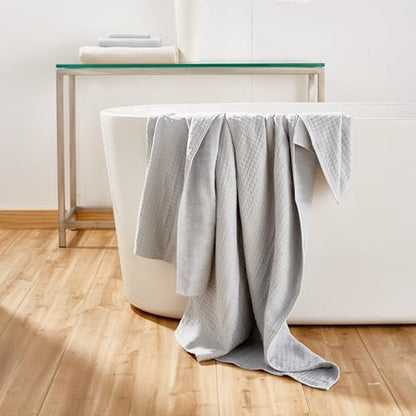 UCHINO Waffle Twist Cotton Bath Towel Absorbent Quick Dry 30x60 Grey 1 Pc - color: Grey, size: Bath Towel