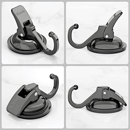 Heavy Duty Vacuum Suction Cup Hooks (2Pack) for Shower,Glass Window,Kitchen&Bathroom&Restroom Organization，Gun Silver. - color: Gun Silver
