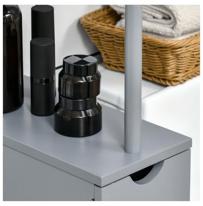 Bathroom Storage Cabinet, 54" Tall Linen Tower, Freestanding Organizer with Drawers & Shelves, Narrow Side Cabinet, Grey