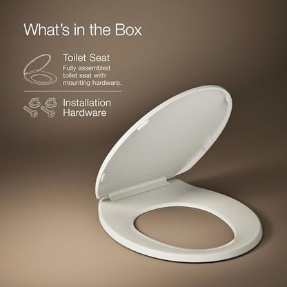 KOHLER K-4775-47 Brevia Round Toilet Seat with Quick-Release Hinges And Quick-Attach Hardware For Easy Clean, Almond - color: Almond, size: Round