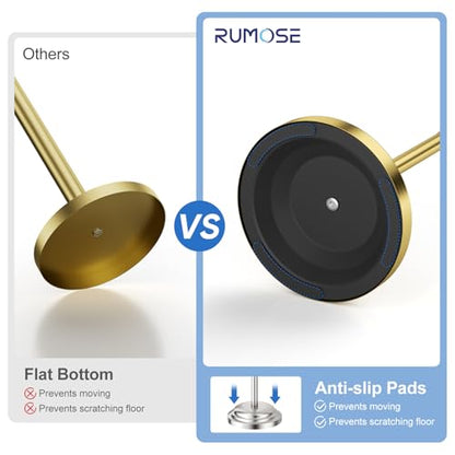 RUMOSE Toilet Paper Holder Stand for Floor, Brushed Gold | Bathroom Free Standing Toilet Tissue Roll Holder with Storage, Adjustable 17-25 Inch, Rustproof, SUS304 Stainless Steel - color: Brushed Gold