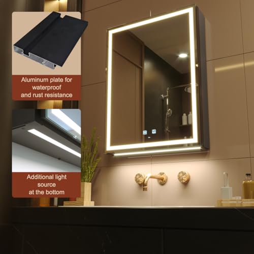 20x28 Inch Left Hinge Aluminum LED Bathroom Medicine Cabinet with Mirror | Light Adjustment, Anti-Fog, Sockets&USBs, High Capacity, Easy to Install - color: Left Hinge-20*28