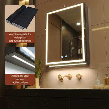 20x28 Inch Left Hinge Aluminum LED Bathroom Medicine Cabinet with Mirror | Light Adjustment, Anti-Fog, Sockets&USBs, High Capacity, Easy to Install - color: Left Hinge-20*28