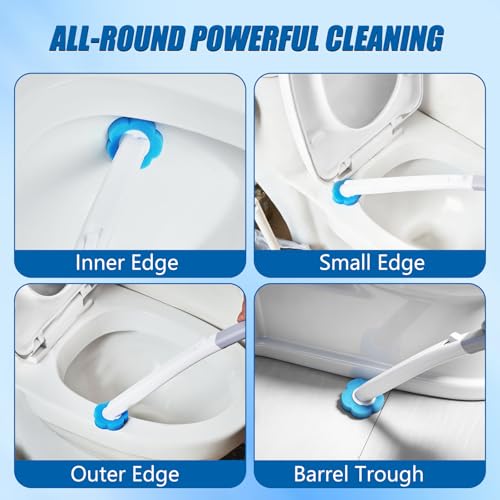 Disposable Toilet Brush Set, 2 Pack with 72 Refills & Wall Holder | 360° Swivel Head, Deep Scrubbing Toilet Bowl Cleaner, One-Touch Disposal, Toilet Wand for Sinks, Tubs & Floor Drains - size: 2 set+72 refills