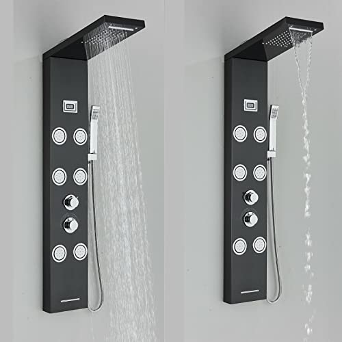 Stainless Steel Shower Panel Tower Rain Waterfall Massage Body Jet System Spray