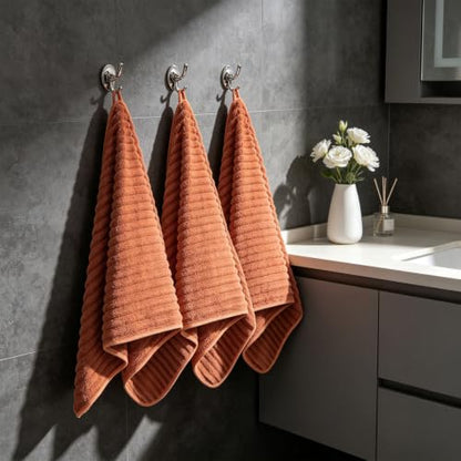 3-Piece Hand Bath Towels 14 X 29.6 Inchs, Quick-Dry Microfiber Washcloths with Hanging Loop, Soft & Absorbent Face Towels for Bathroom Kitchen Gym Travel - color: 3orange