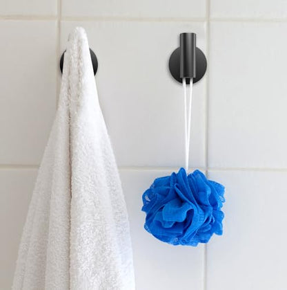 2 Pack Bathroom Towel Hooks Wall Mount Hooks Matte Black Towel Racks Coat Hooks, Heavy Duty Robe Hook Holder for Kitchen Garage Home Hotel Office Cabinet - color: Black, size: 2