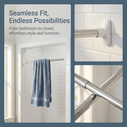 KALLORY Adjustable Tension Rod 19.7-31.5 Inch Spring Curtain Rod | Stainless Steel Rod No Drill Shower Curtain Rod for Bathroom Closet and Home Organization