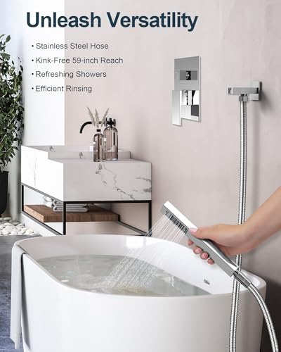 10" Shower System, Wall Mount Shower Faucet Set, Polished Chrome | Pressure-Balance Rough-In Valve Included, High Flow Square Rainhead, Stainless Steel Fixture for Bath Remodels - color: Polished Chrome